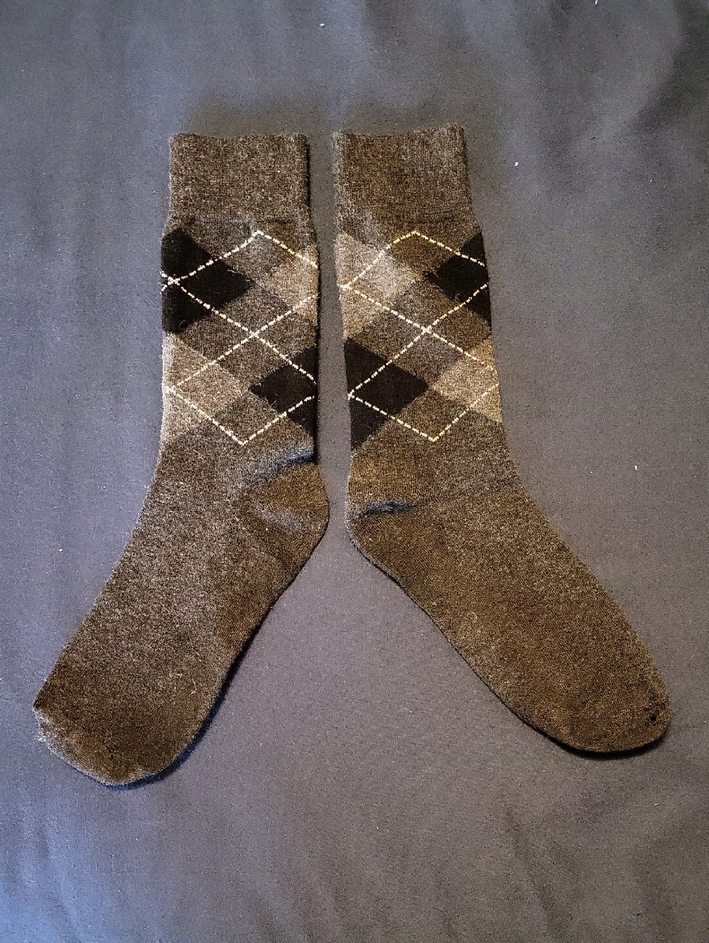 Men's Argyle Crew Socks - Gray & Black